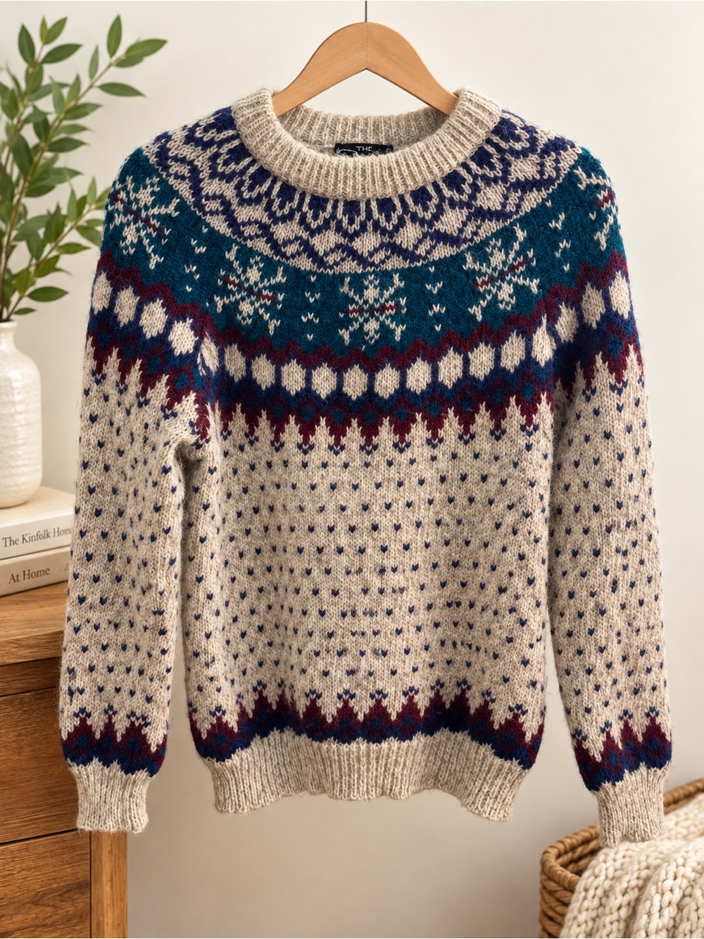 Vintage Woolrich Woman Fair Isle Wool Sweater M Nordic Ski Après Cabin